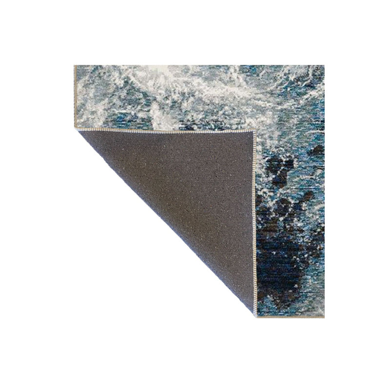 Tapis bleu décoratif abstrait et bleu, Rectangle 2 pi 6 po x 4 pi 11 po
