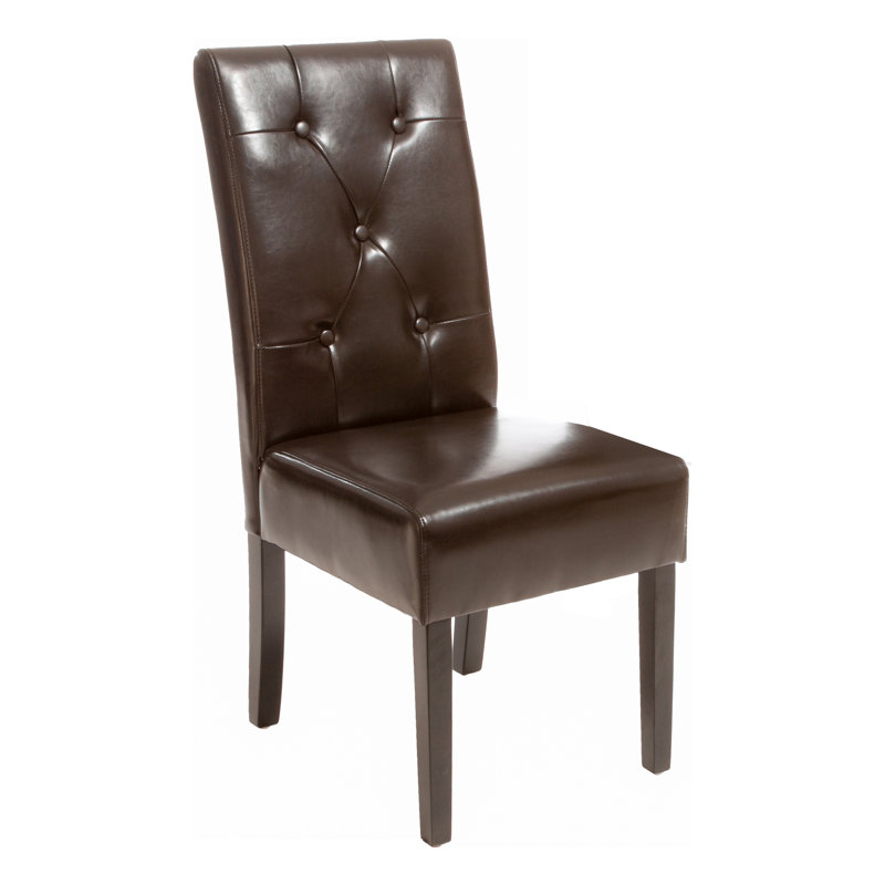Chaise de salle à manger rembourrée et capitonnée Corinne, Brun chocolat