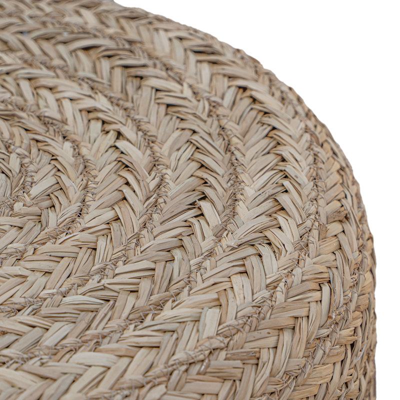 Repose-pieds rond 18 po en jute naturelle Tifton - Siège de plancher tressé tissé à la main et table d'appoint stable - Fabriqué au Vietnam, repose-pieds écologique pour décoration bohème et campagnarde