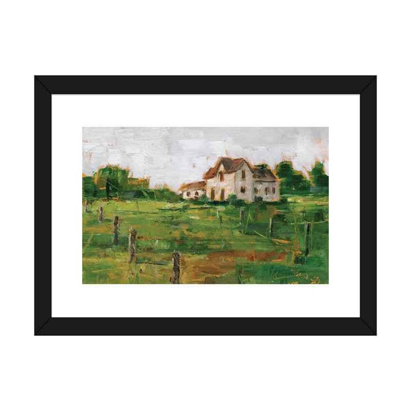 «Countryside Home I» par Ethan Harper - reproduction d'art, H 16 po x l 24 po x P 1 po, Papier encadré noir, Blanc