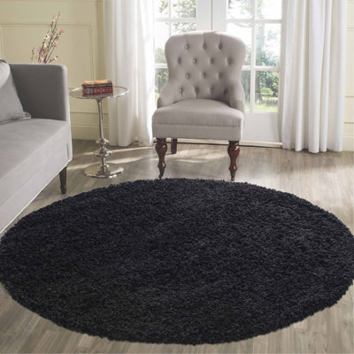 Esterly Shaggy Black Area Rug