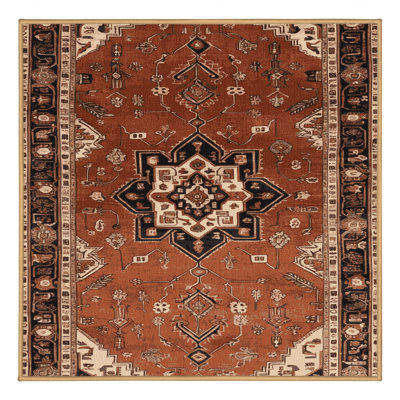Machine Washable Persian Brown Area Rug