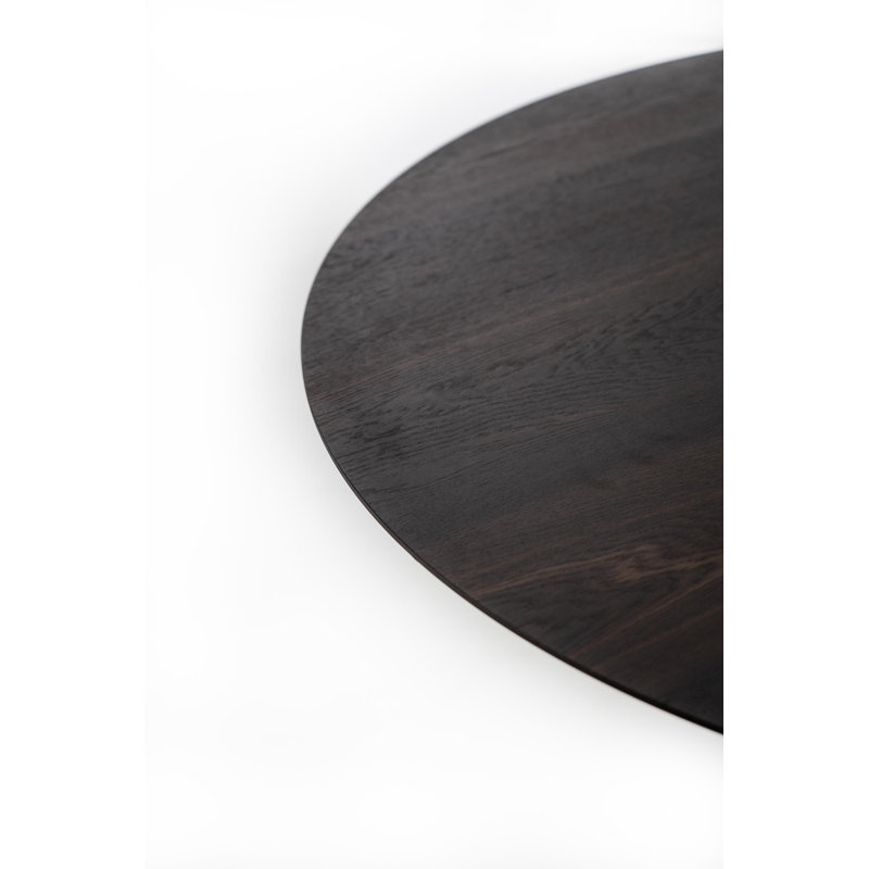 Leedey Oak Round Wood Top Dining Table, Thermo Burnt Oak
