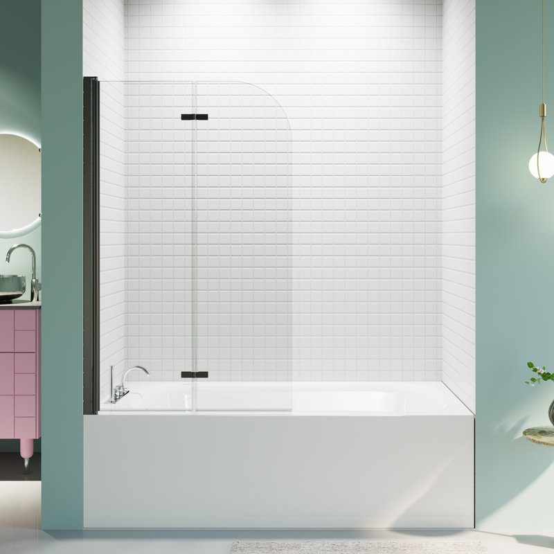 Porte de douche sans cadre pivotante sans cadre en verre noir mat