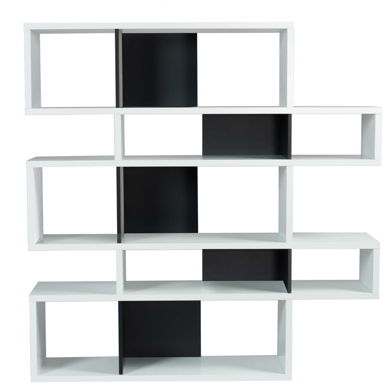 159.99cm H x 156.01cm W Geometric Bookcase, White / Black