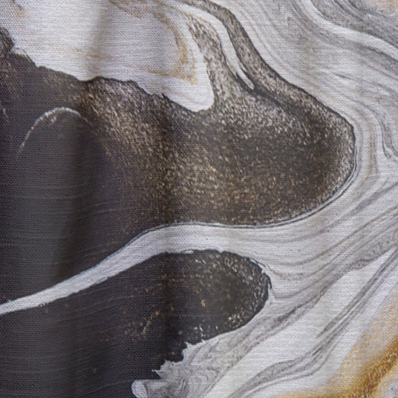 Black And White Liquid Marble Waves I - Modern Curtain - Room darkening - 1 panel, 52" W x 84" L