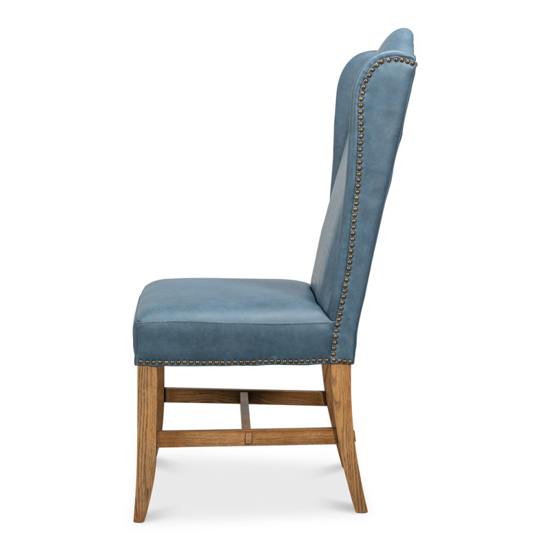Leather Dining Chair, Light Blue