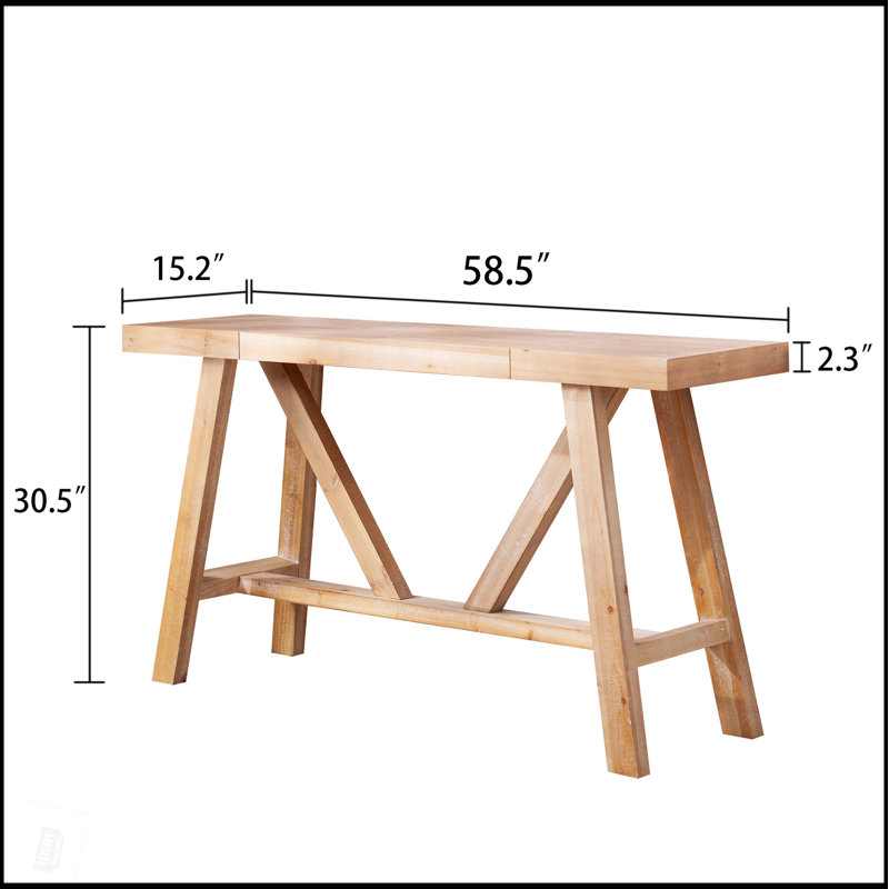 Console rustique en bois de style rustique 58,5 pouces pour entrée et salon Farmhouse