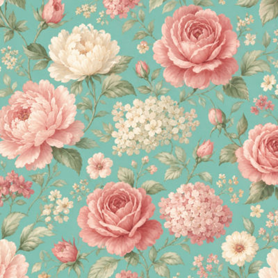 Panneau adhésif pelez et collez Roses roses douces à motif floral l 17,7 po x H 118 po