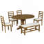 Ensemble de table de salle à manger à rallonge 6 pièces 60 pouces avec rallonge amovible 18 pouces, banc 44 pouces et 4 chaises à dossier échelle Farmhouse