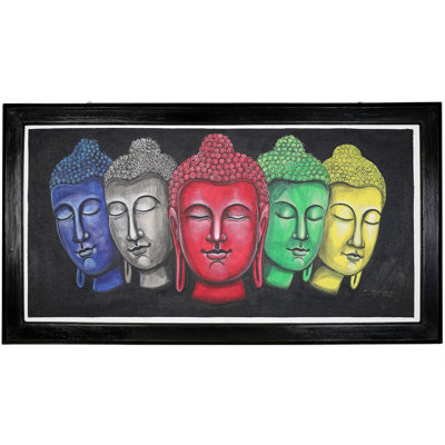 Buddha In Multiple Colour | Oil On Canvas | With Frame