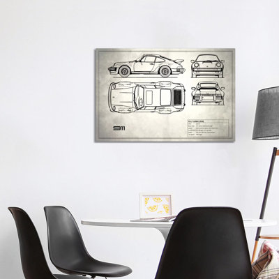 1977 Porsche 911 Turbo (930) (Vintage Silver) by Mark Rogan - Gallery-Wrapped Canvas Giclée on Canvas