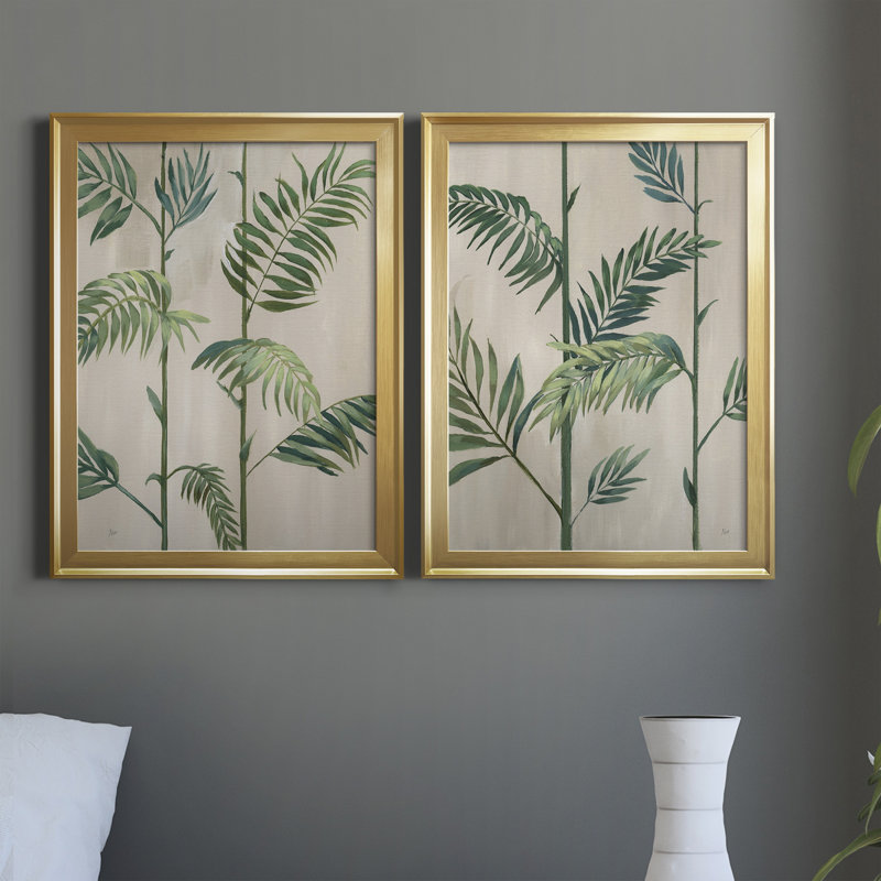 Modern Fronds I - 2 pièces, Or, H 18,5 po x l 49 po x P 1,5 po