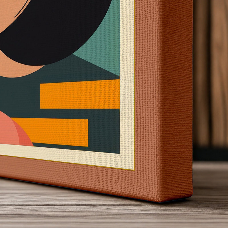 Portrait Art Deco - Wrapped Canvas, 18x12 - 45.7 x 30.5 cm, Terracotta Border