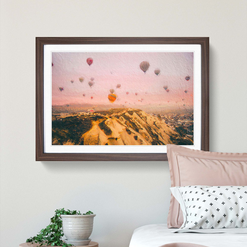 Hot Air Balloon Ride - Framed Print, 36cm H x 48cm W x 2cm D, Walnut Framed