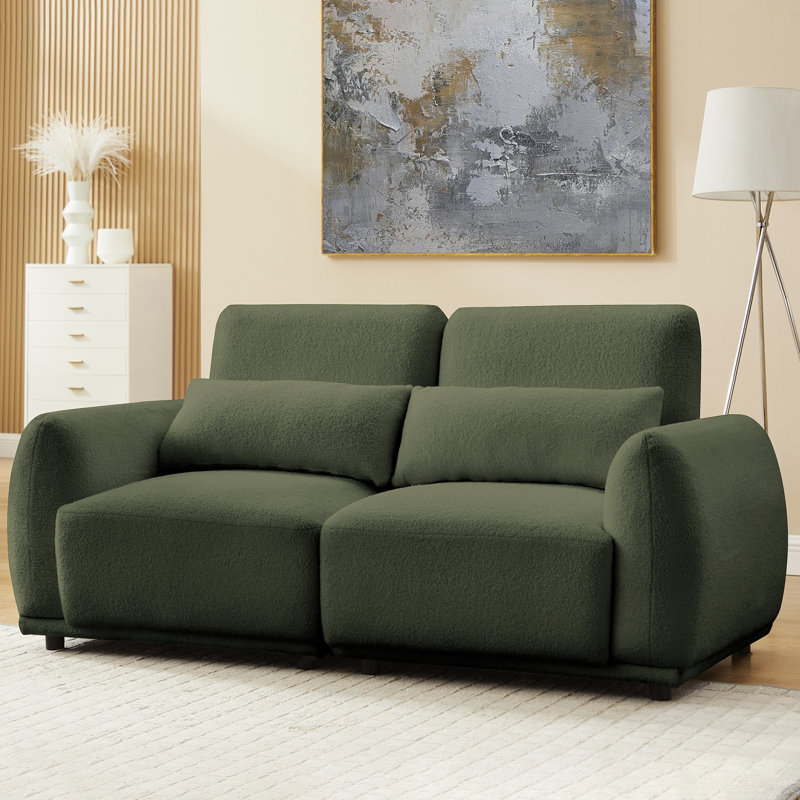 Emora , Green Wool, 29.13" H x 72.83" W x 35.03" D