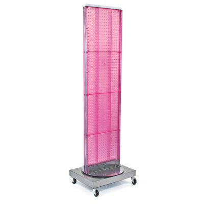 Two-Sided Pegboard Floor Display on Revolving Wheeled Base. Spinner Rack Stand. Panel Size: 16"W x 60"H