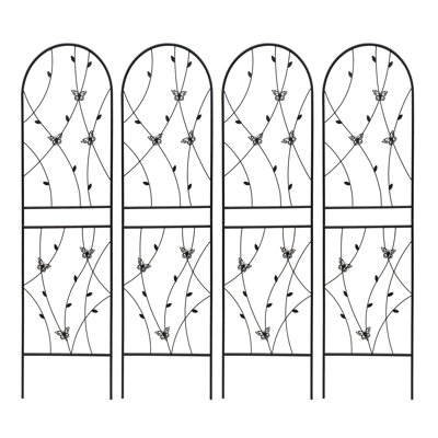 Ensemble de 2 treillis de jardin en métal antirouille pour plantes grimpantes déco papillon