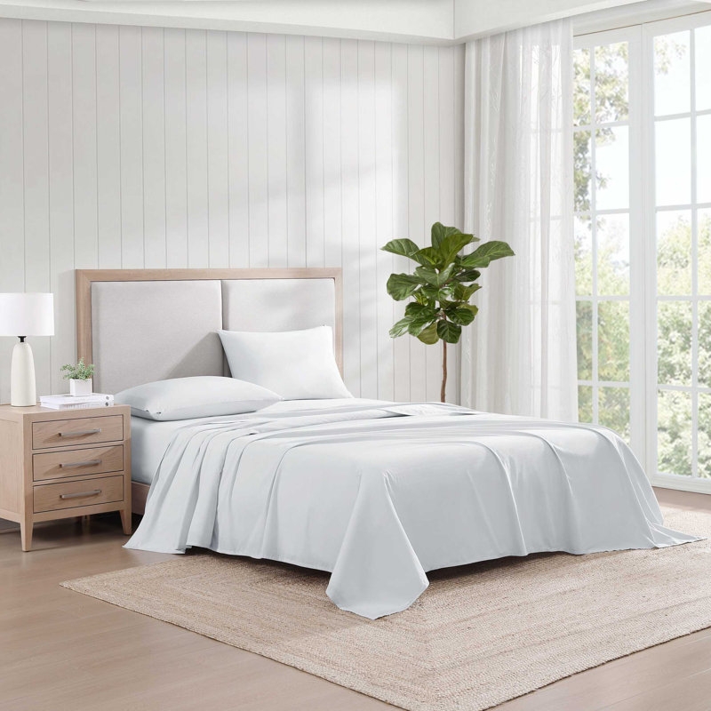Tommy Hilfiger Cotton Chambray Sheet Set, Full / Double Sheet Set with 4 Additional Pieces, Light Blue