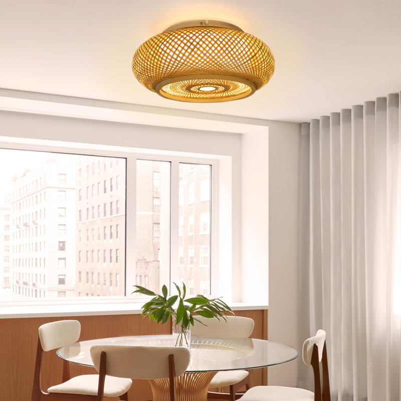 Plafonnier encastré en bambou Cuvier, H 6,3 po x l 15,7 po x P 15,7 po