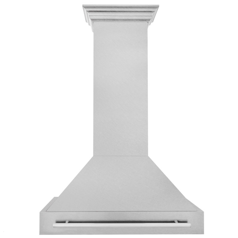 ZLINE 36 po. Hotte de cuisine murale en acier inoxydable satiné avec coque et poignée en acier inoxydable