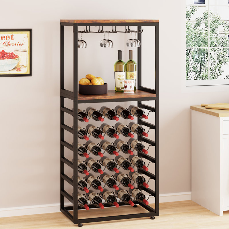 Floor Wine Bottle Rack Rustic Brown