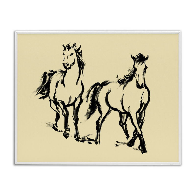 Chevaux en mouvement, giclée encadrée, design par Victoria Barnes, H 11 po x l 14 po