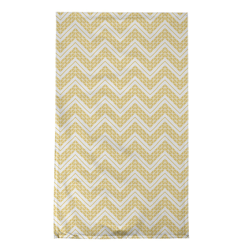 Serviette à thé à chevrons à la main Stephenie, Vert clair / blanc / blanc, Sergé de coton