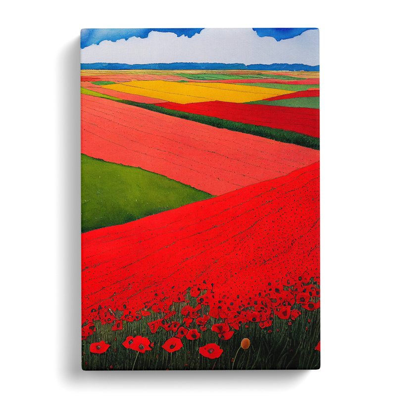 Watercolour Poppy Field Vol.1 - Wrapped Canvas, 50cm H x 35cm W x 3cm D
