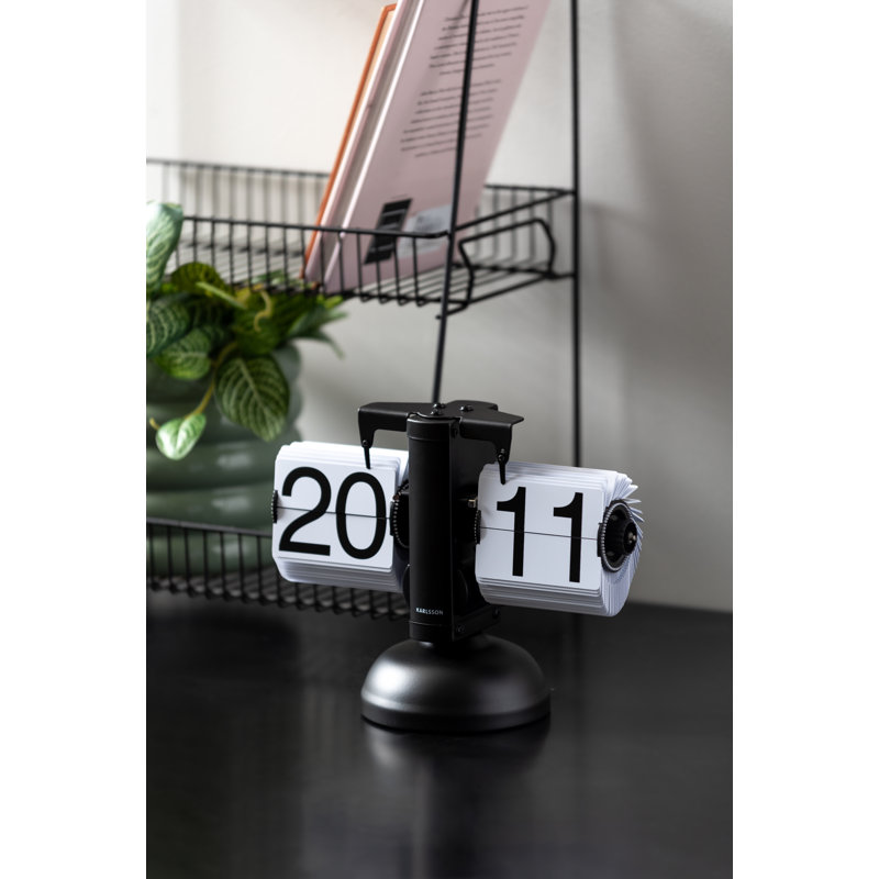 Analog Metal Quartz Tabletop Clock, White