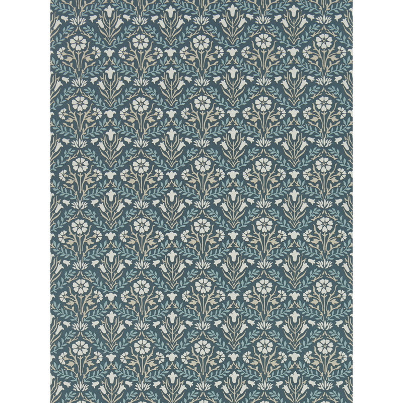 Bellflowers Wallpaper, Indigo/Linen