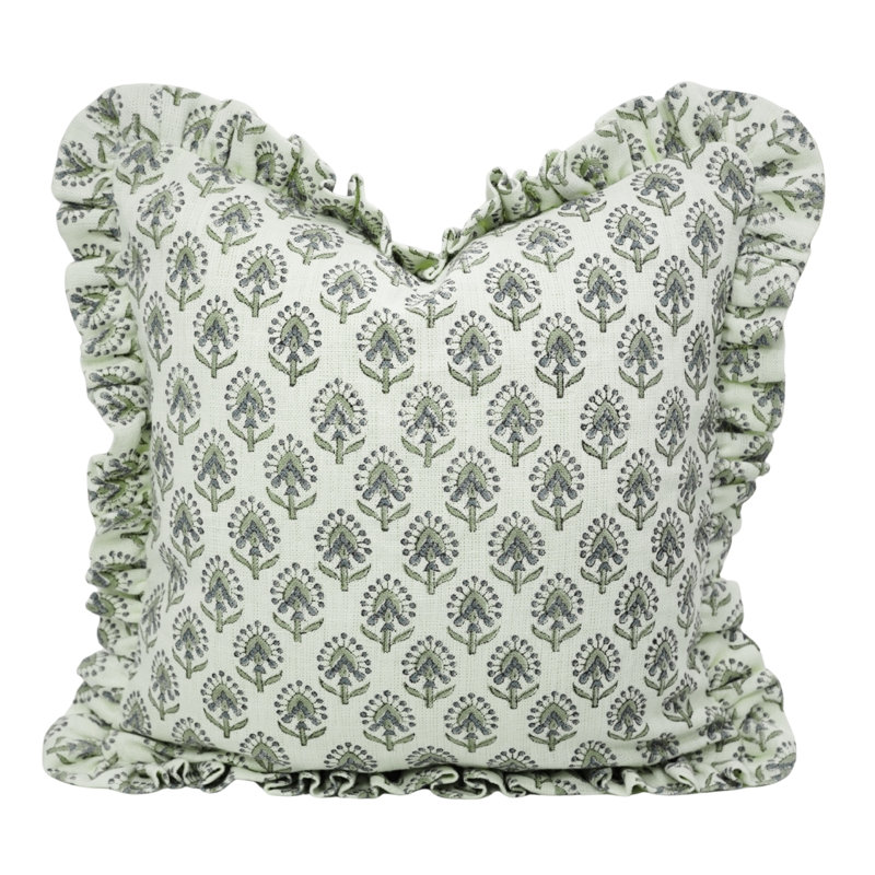 Coussin en lin fait à la main avec housse de coussin à double imprimé Fabidine, 26 po x 26 po