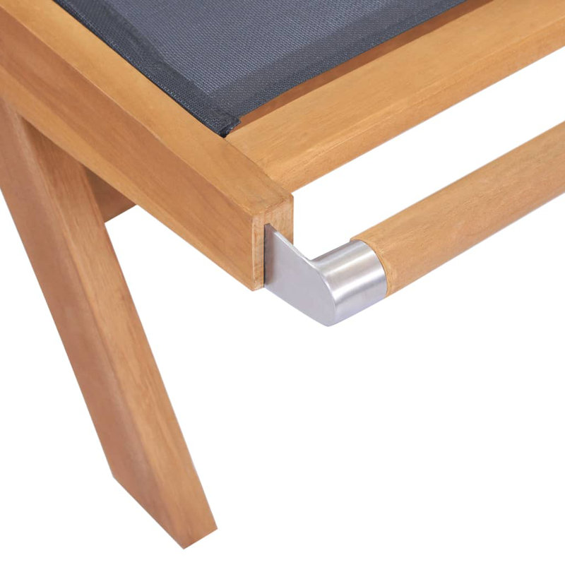 vidaXL Sunlounger Brown Solid Teak wood Standard Foldable Sunlounger, Dark Gray
