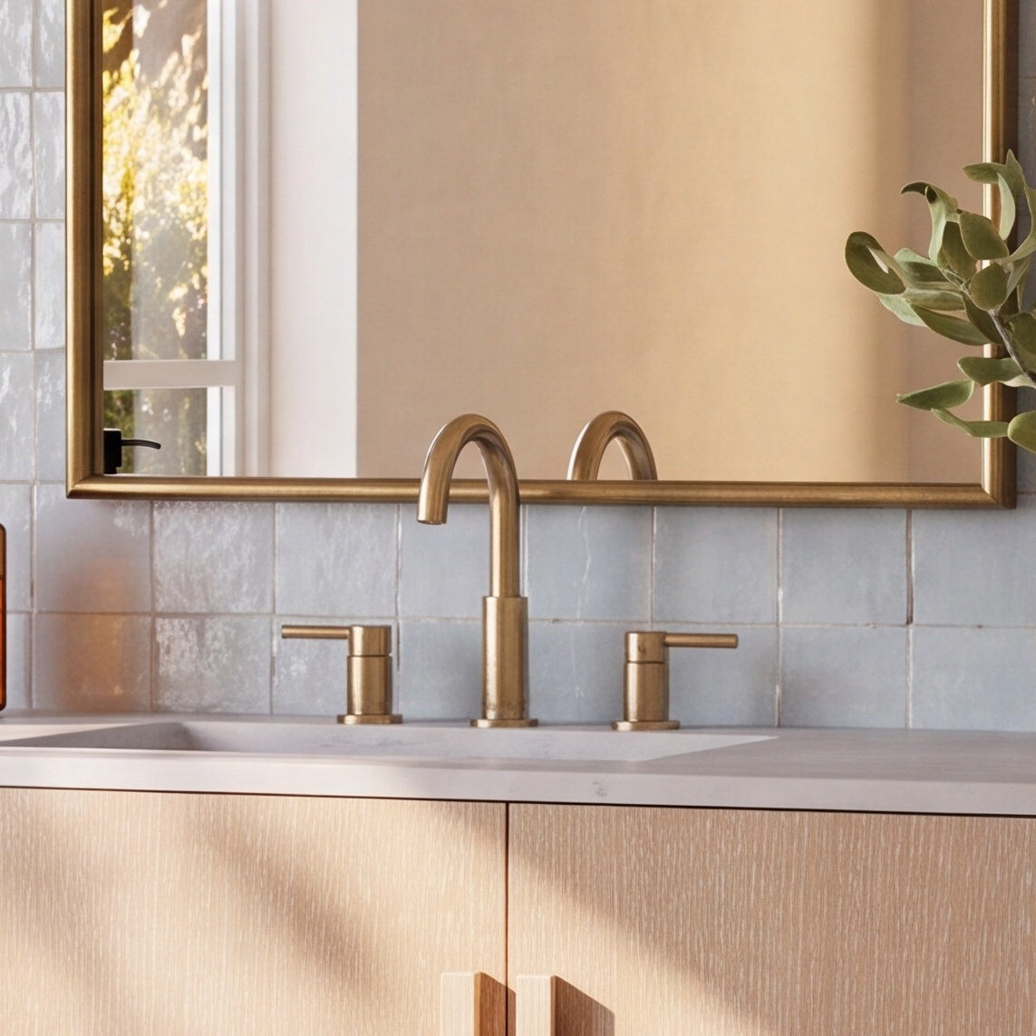 Nicoli Widespread Bathroom Faucet, Champagne Bronze