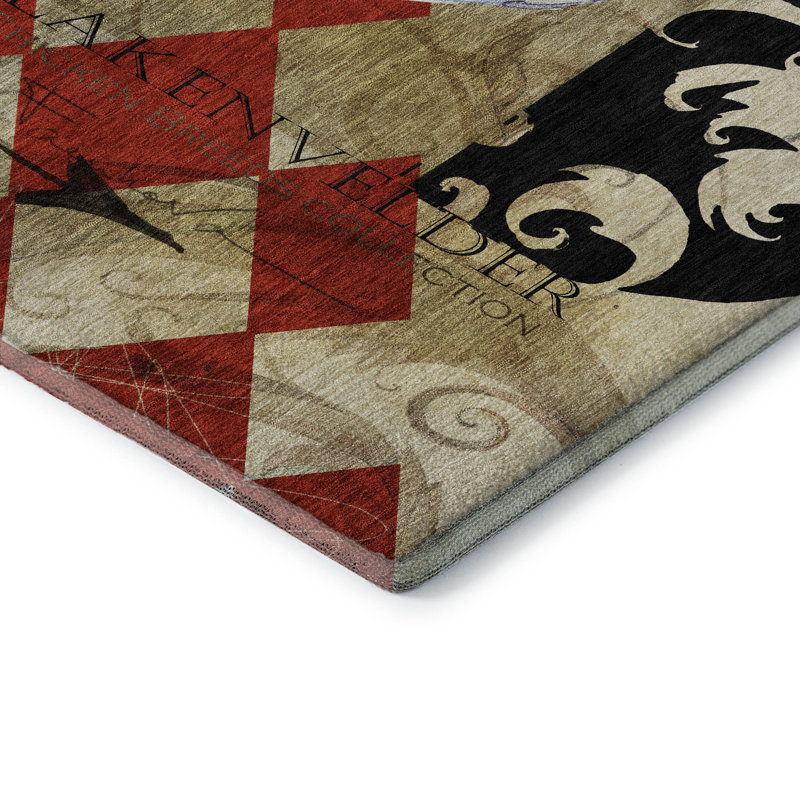 Premium Machine Washable Clemie AMF158 Midnight Rug, Rectangle 1'8" x 2'6"