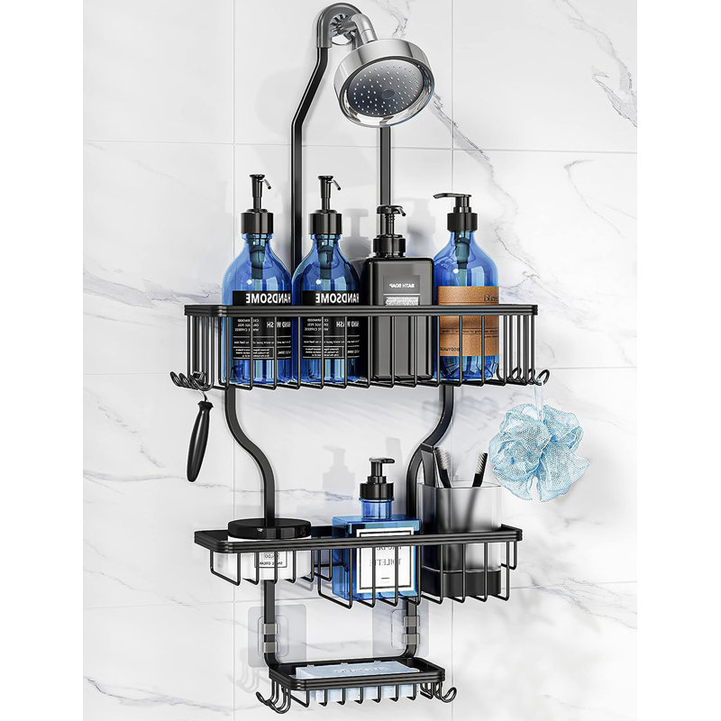 Menphis Hooks Shower Caddy, Black