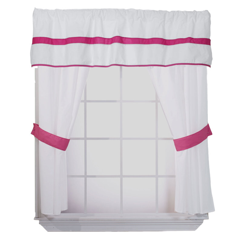Ensemble 5 pièces pour fenêtre jupe et rideau, Rose vif