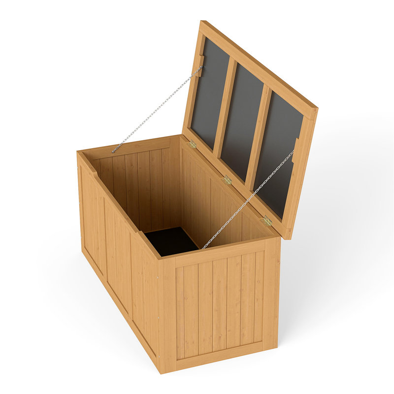 Boîte de rangement en bois massif 67 gallons, Marron clair