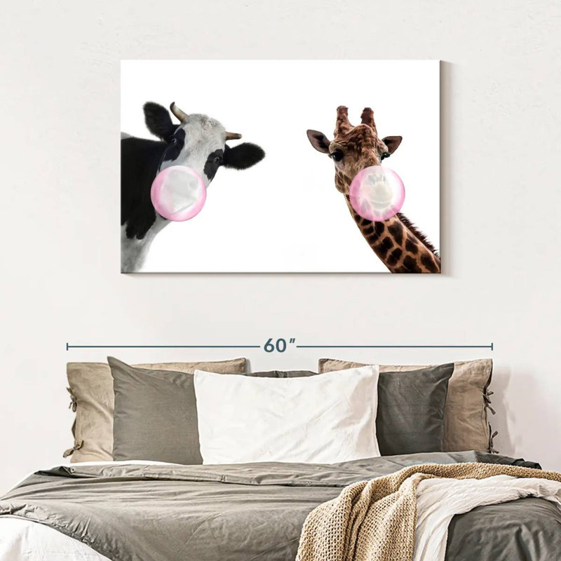 «Bubble Gum», animaux rigolos sur toile, H 45 po x l 30 po x P 1,25 po