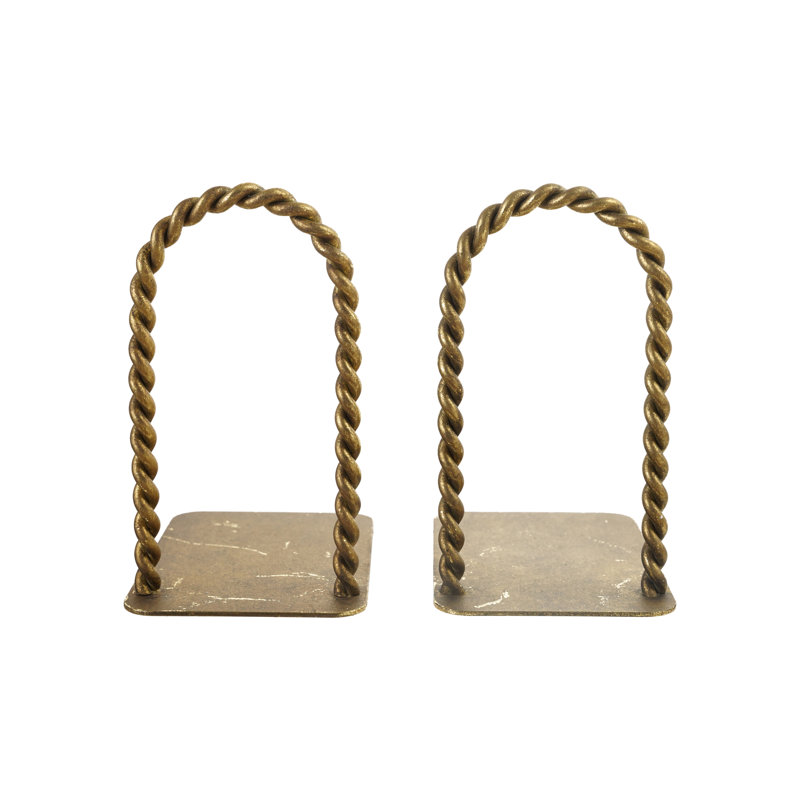 Twisted Gold Iron Bookends