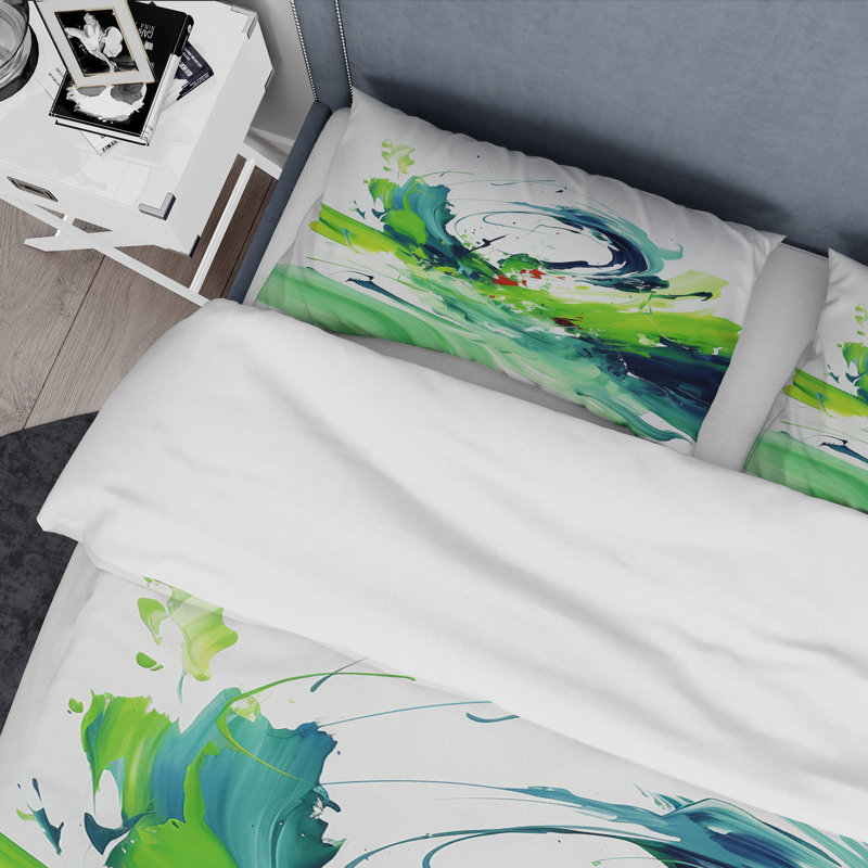 Ensemble de housse de couette White Abstract, Housse de couette simple + 1 taie décorative stan
