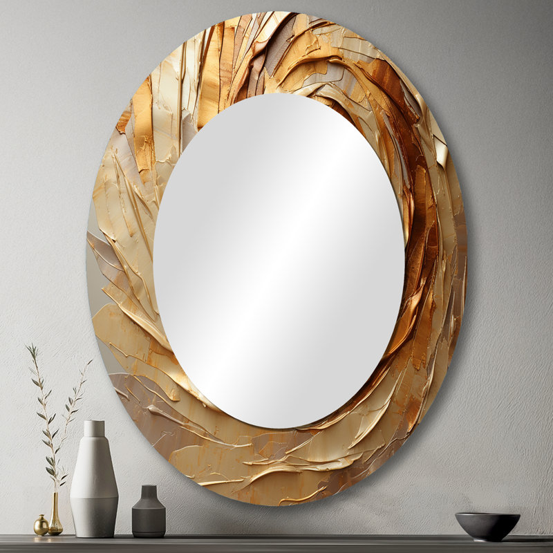 Brown Gilded Mocha Spiral - Modern Oval Wall Mirror, 43" x 33"