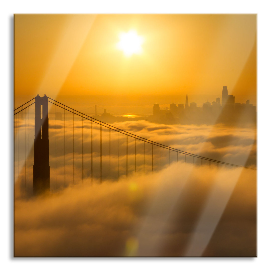 Glasbild Golden Gate Bridge at Sunrise