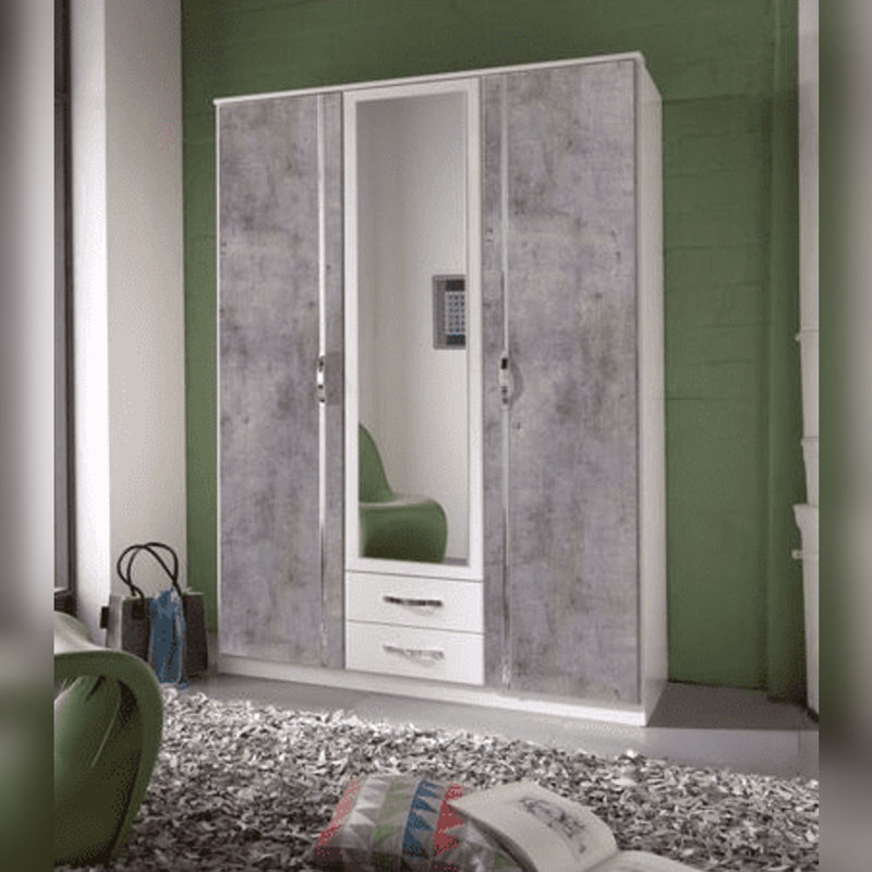 Forma Contemporary 3 Door 2 Drawer Wardrobe With Hanging Rail And Shelves Bedroom Storage 135cm Wide