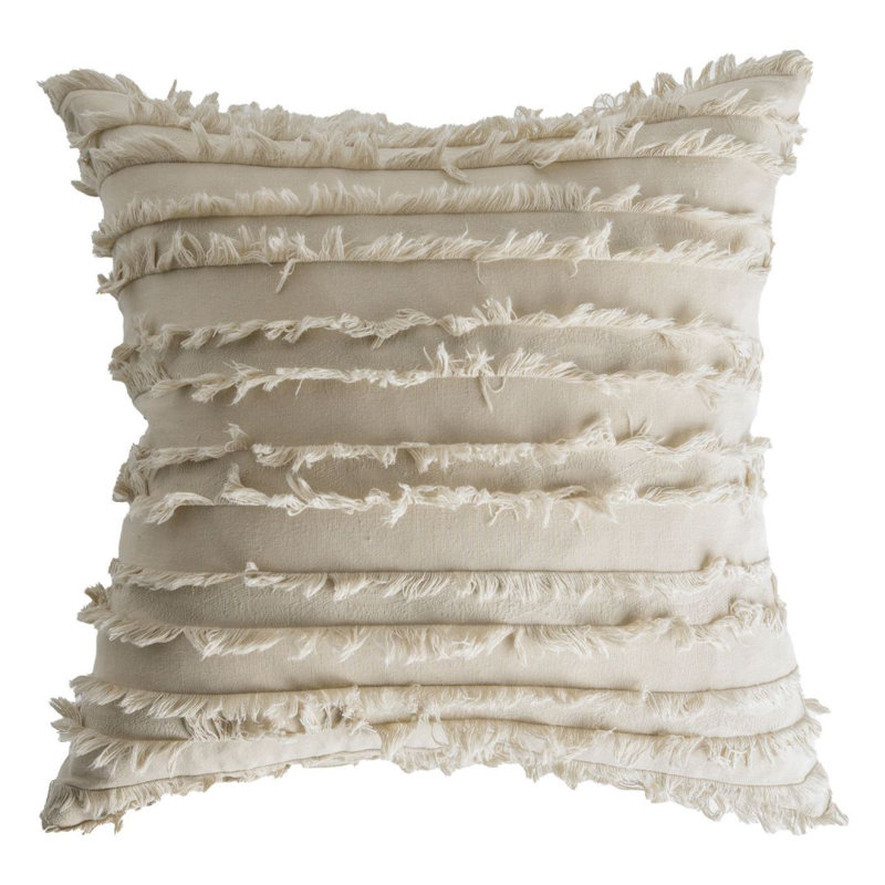 Khaki Cotton and Polyester Euro Pillow Covers with Tassels, Set of 2
