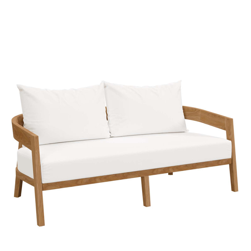 Modway Brisbane Teak Wood Outdoor Patio Loveseat, White