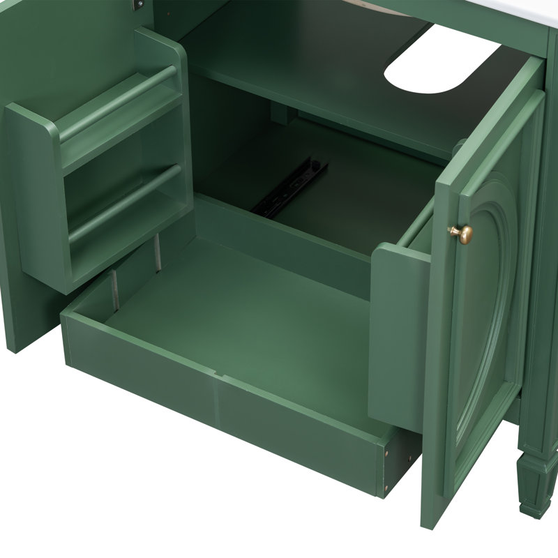 30" Single Bathroom Vanity With Ceramic Top, Green