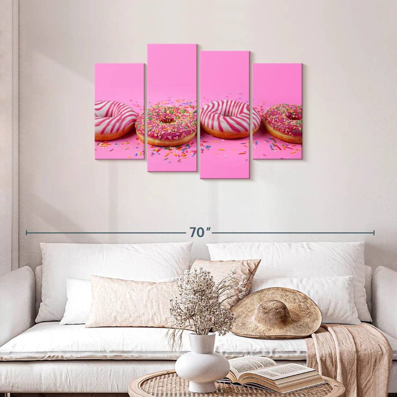 Beignets pastel rose, H 27 po x l 43 po