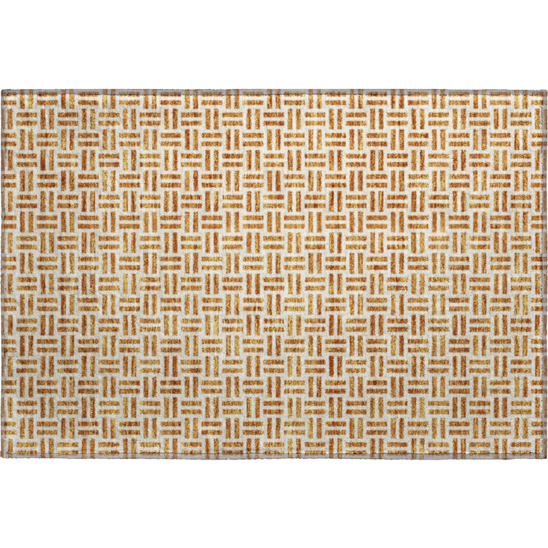 Premium Machine Washable Prisco Copper Rug, Rectangle 1'8" x 2'6"
