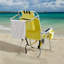 Chaise de plage jaune pâle avec structure en aluminium, revêtement en polyester 600D et dossier réglable sur cinq positions